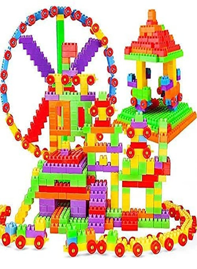PULSBERY Non-Toxic Big Size Building Blocks for Kids with Wheel, 200+ Pieces, Random Color(Building Block Toys for Kids) - Image 1